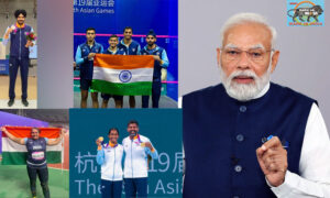 PM Modi celebrates medal at Asian Games 2022 in Hangzhou.